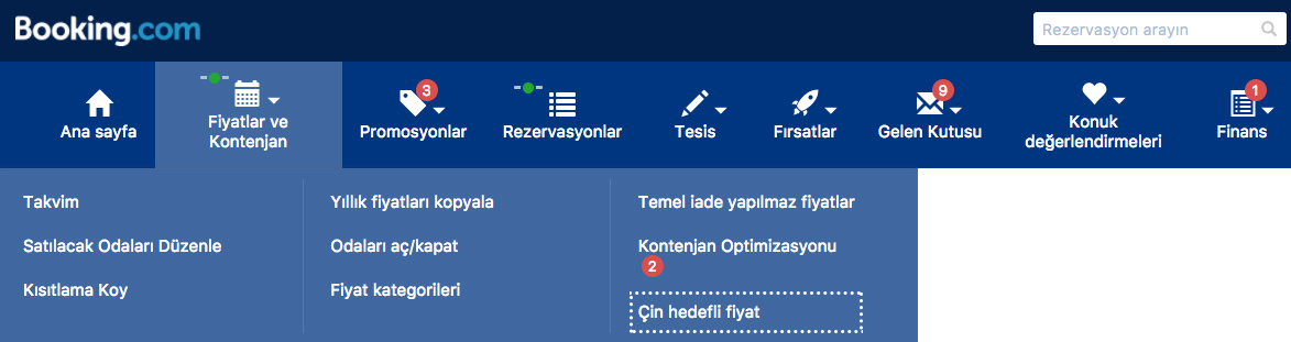 Booking Çin Hedefli Teklif Sayfası